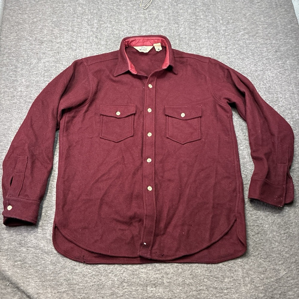 Vintage Woolrich Wool Shirt Mens XL Red Button Up Long Sleeve 80s USA Grunge